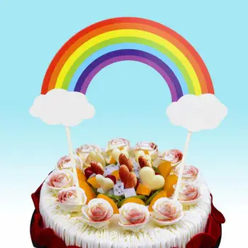 

50sets Rainbow Cake Cupcake Topper Dessert Table Birthday Party Cloud Insert Flag Kids Happy Birthday Party Decor Supplies