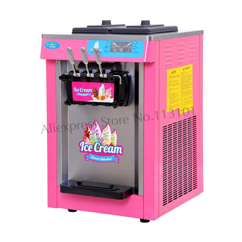 Настольная машина для мороженого, красочная мягкая машина для мороженого, 20л/ч устройство для приготовления пищи и отдыха, 3 головки - Цвет: R22 Pink Color
