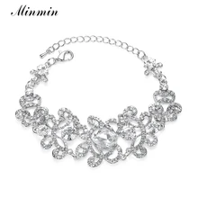 Minmin модный стиль большой слеза кристалл браслет серебро/золото/синий цвет браслеты, Свадебные украшения Аксессуары SL032