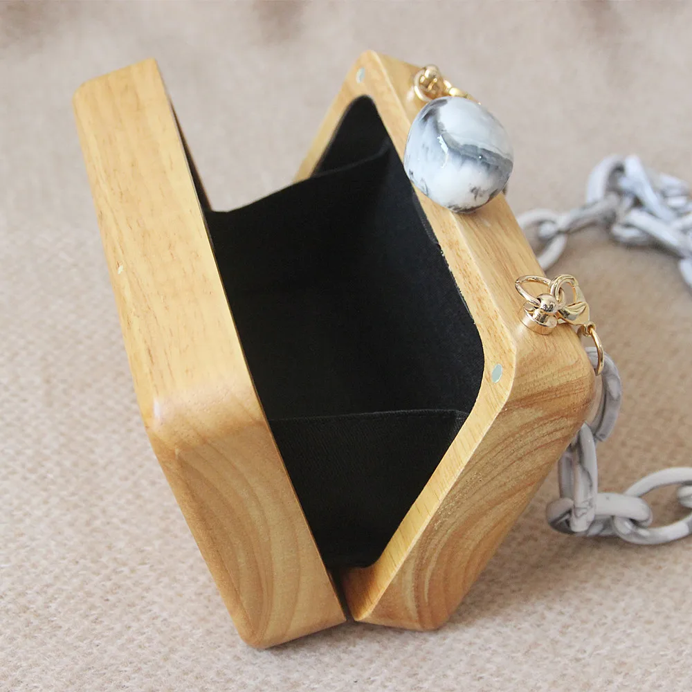 Brand Fashion New Women Luxury Evening Bag Ink Cute Round Clasp Wood Should bags Woman Lovely Solid Wooden Casual Chain Clutch Brand Fashion New Women Luxury Evening Bag Ink Cute Round Clasp Wood Should bags Woman Lovely Solid Wooden Casual Chain Clutch