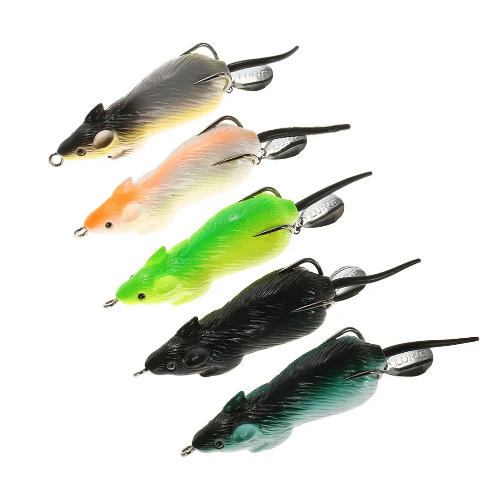 

5PCS Mouse Fishing Lure Set Freshwater Mice Fishing Bait Set Top Water Bait Kit Fishing Tackle Snakehead Bait Pesca