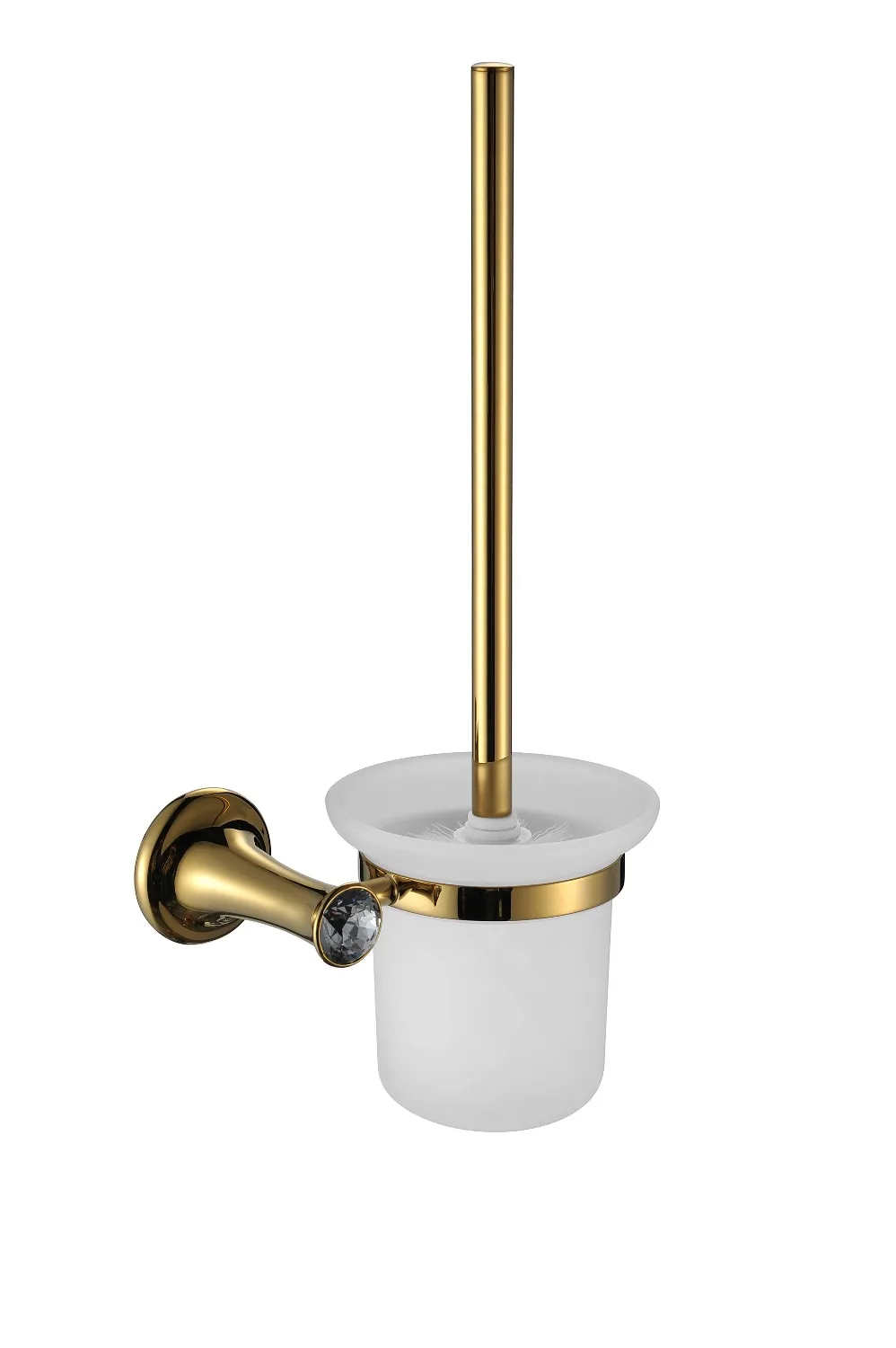 Free shipping gold pvD clour Small crystal toilet brush holderin