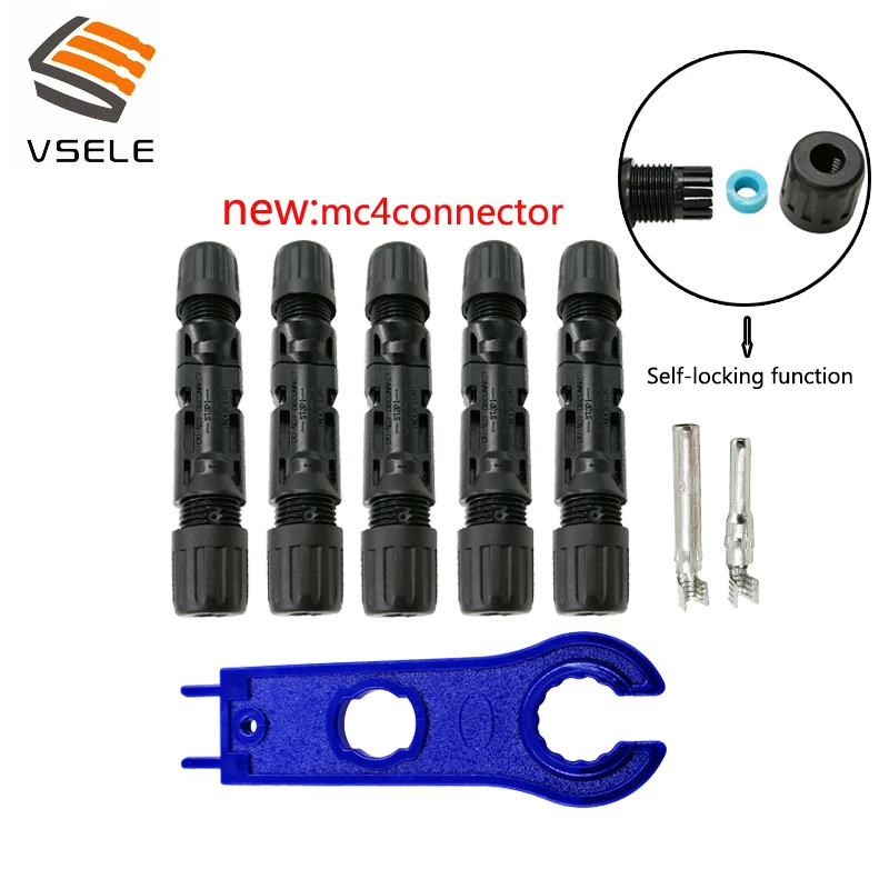 

10 pairs MC4 Connector 20A/30A/50A DC1500V Solar Panel branch series Connect solar system PV Cable 2.5/4/6mm2 free wrench gifts