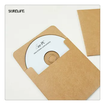 

50Pcs Kraft Paper CD Sleeve Discs DVD Packaging Bag Box Retail CD Case Cover Holder Envelope For Wedding Event Party