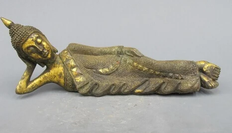 

JP S1123 Thailand Folk Temple Bronze Gild Ayutthaya Sakyamuni Buddha statue Discount 35%