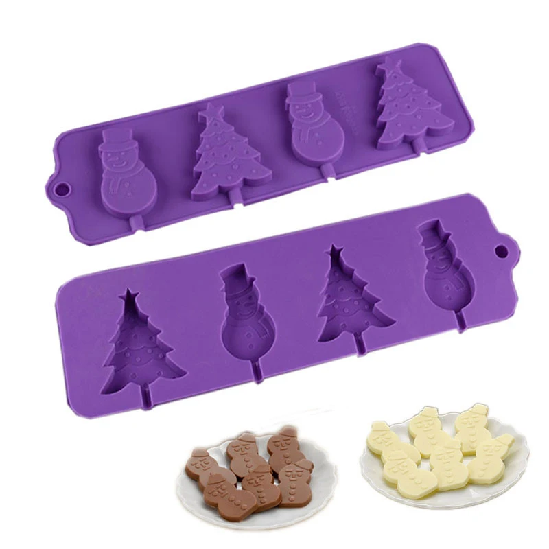 

Silicone Cake Mold For Christmas Tree Shape Baking Tool Dessert Fondant Mould Lollipop Chocolate Dessert Candy Decorating Tools