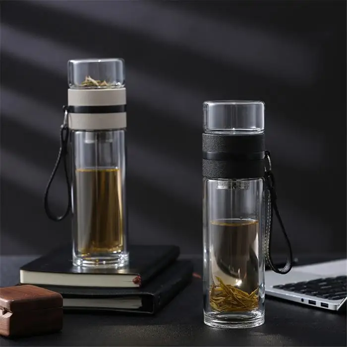 Прозрачная стеклянная чашка для чая, портативная бутылка для воды и чая с отдельной чашкой, высокотемпературная креативная чашка для воды H99F