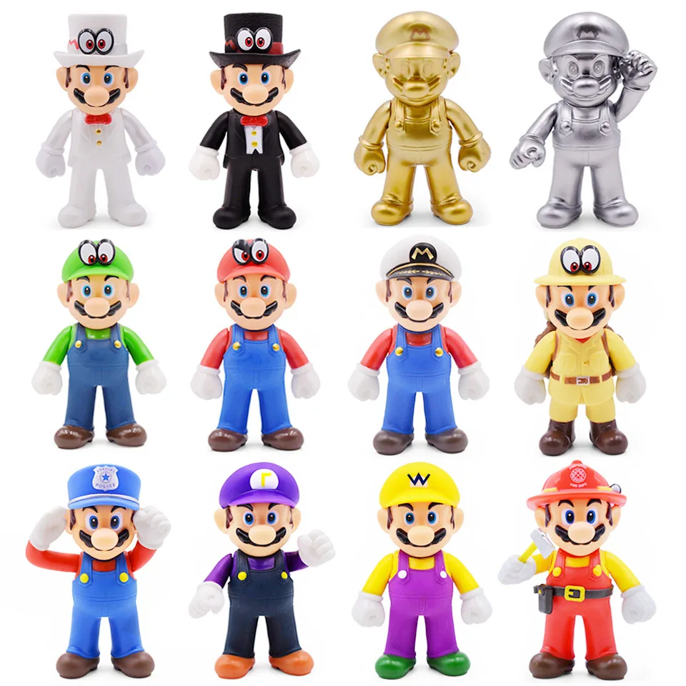 8-15cm Super Mario Figures Toys Super Mario Bros Bowser Luigi Koopa Yoshi Mario Maker Odyssey PVC Action Figure Model Dolls Toy