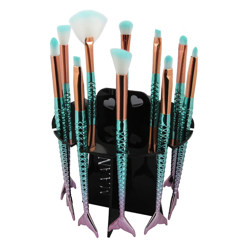 Professional Acrylic Plastic Mermaid Makeup Brush Holder Storage Drying