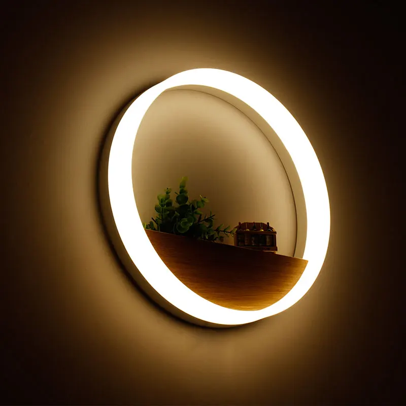 Creative Led Wall Lamp LED Sconce Light Acrylic Modern Wooden Luminarine wall Light for Bedside Bedroom/Dinning Room/Restroom