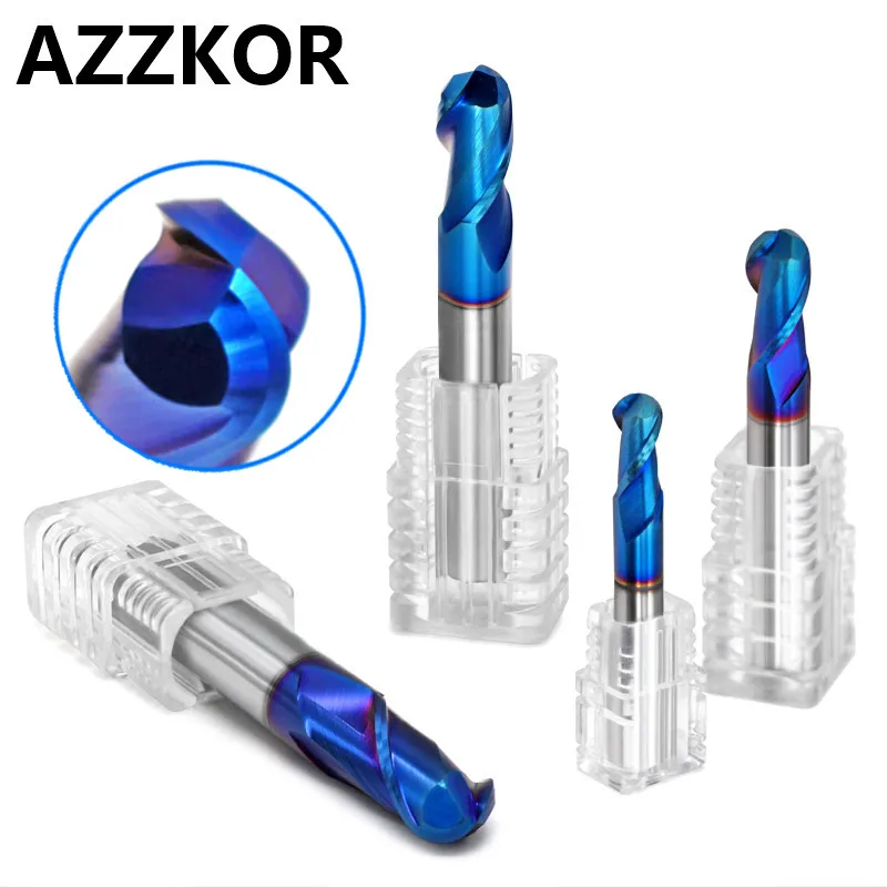 Milling Cutter Alloy Coating Tungsten Steel Tool Cnc Maching Hrc70 Ball Nose Endmills AZZKOR Top Milling