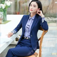 Women 2 Piece Set Formal Pants Suits Blazer Jacket Office Lady Work Business Uniform Trousers 2019 Autumn Clothing Plus Size