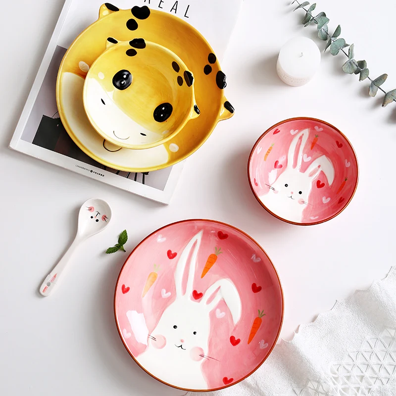 Lovely Children's Plate Set Of Children's Dishes Rabbite Baby Plate Ceramic Dineerware Set For Kid Bowl Plate Children's Cutlery Lovely Children's Plate Set Of Children's Dishes Rabbite Baby Plate Ceramic Dineerware Set For Kid Bowl Plate Children's Cutlery