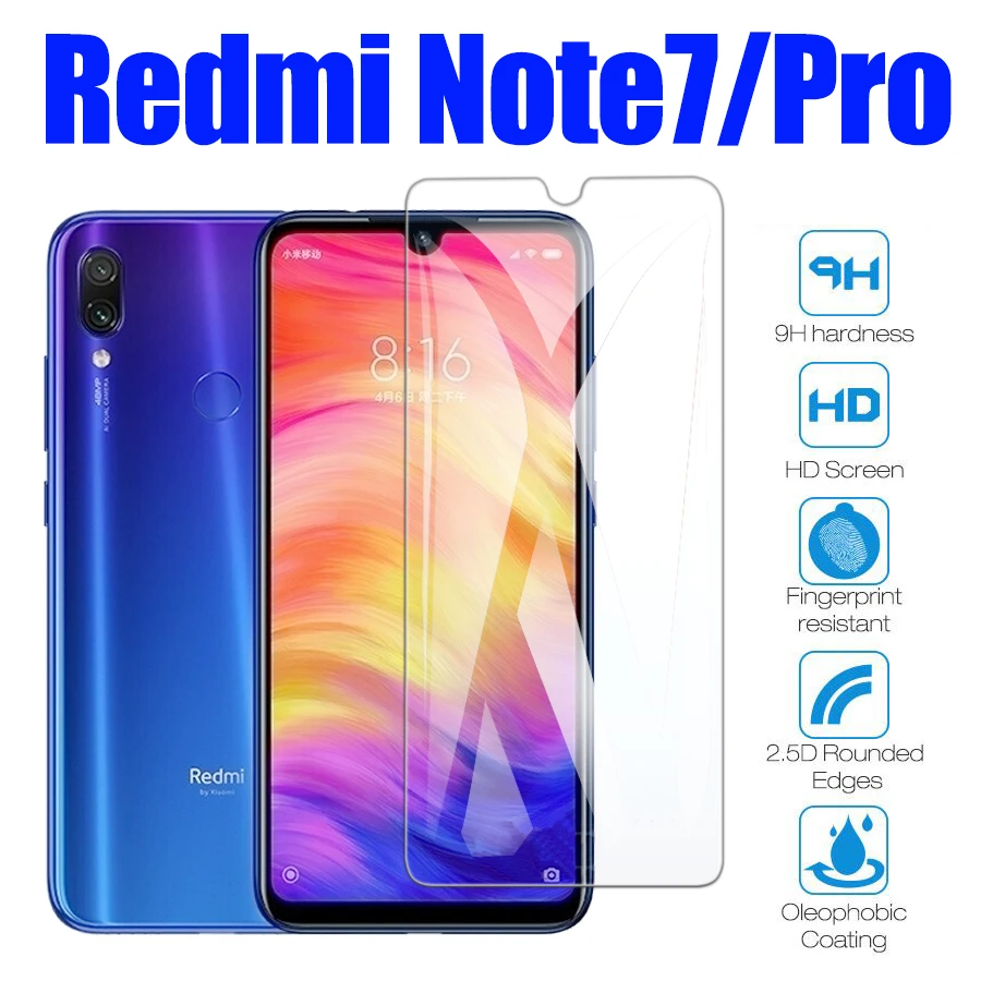 

for xiaomi redmi note 7 screen protector on xiaomei xiami xiomi mi 7pro tempered glass protective film radmi glas not 7pro tremp