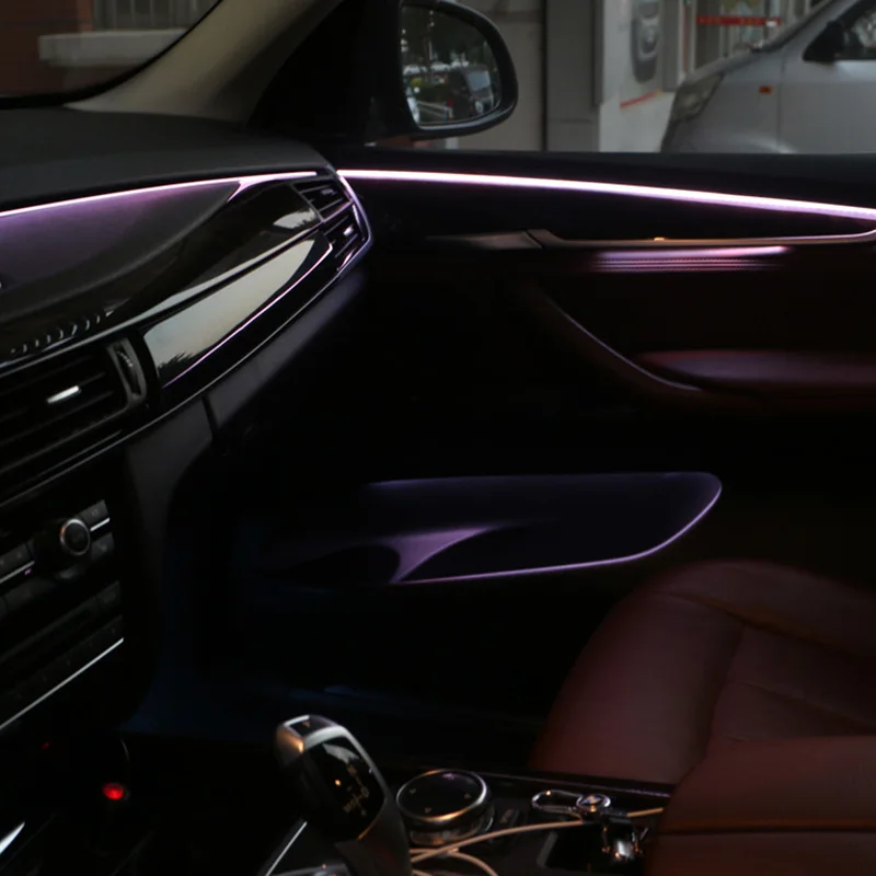 Интерьер автомобиля, декоративный светодиодный светильник для двери, атмосферный светильник в полоску, RGB цвета, 9 видов стилей для BMW X5 X6 F15 F16