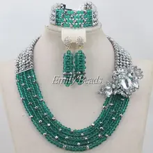 Горячие бирюзовые модные африканские бусы ювелирный набор нигерийские Свадебные бусы свадебные кружевные ювелирные изделия AIJ281