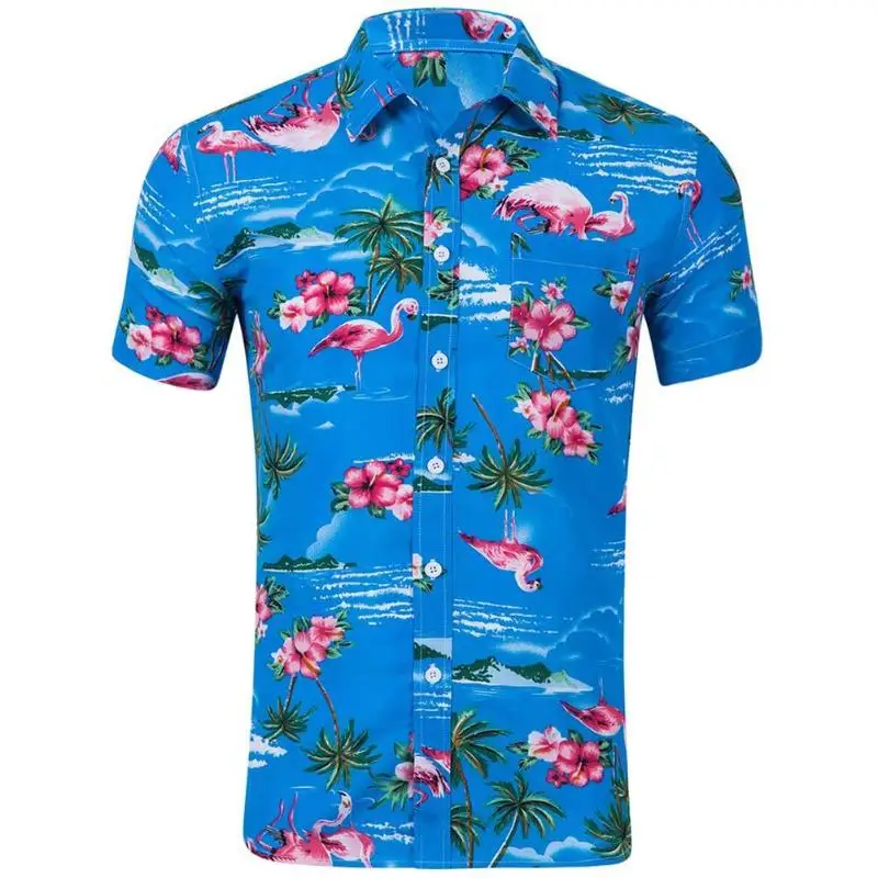 

2018 Hawaii Summer Men's Shirt Short Sleeve New Style Holiday Men Casual Beach Hawaiian Shirts Fit Slim Male Blouse Summer Top