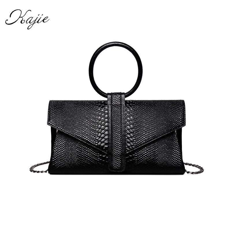 

Luxury Genuine Leather Bags Female Fashion Snake Pattern Tote Bag Top Quality Handbags Envelope Evening Clutch Shoulder Bag