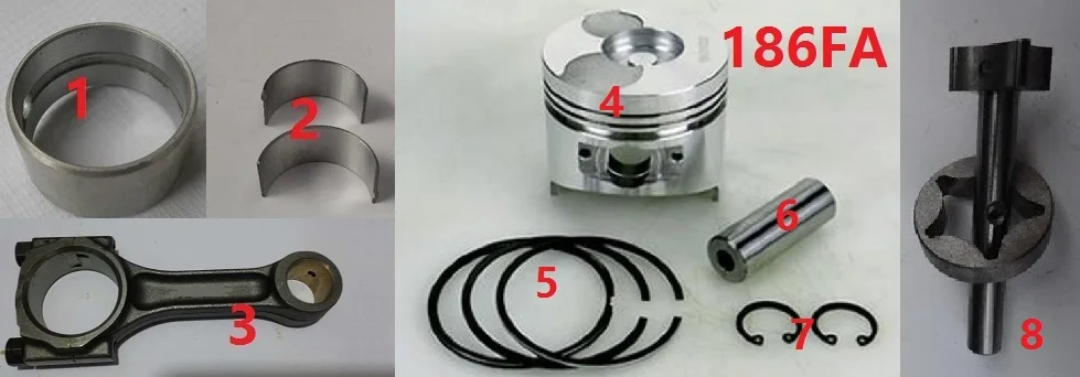 Free Shipping 186FA Connecting rod+ Bearing Piston 10.0hp Diesel engine suit for kipor kama and all Chinese brand Air Cooled Free Shipping 186FA Connecting rod+ Bearing Piston 10.0hp Diesel engine suit for kipor kama and all Chinese brand Air Cooled