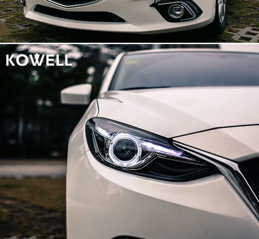 KOWELL, автомобильный Стайлинг для Mazda 3, фары, новинка, Мазда 3, Axela, светодиодный фонарь,, DRL, биксеноновые линзы, высокий, низкий луч, для парковки