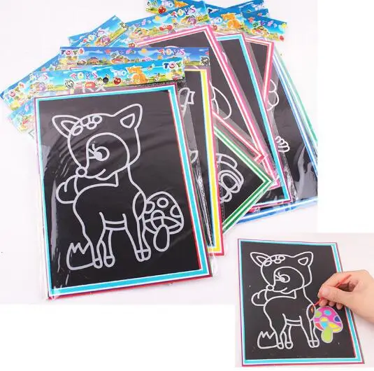 5pcs lot Colorful scratch 19 26CM Sand painting Drawing paper puzzle learning education classic font b