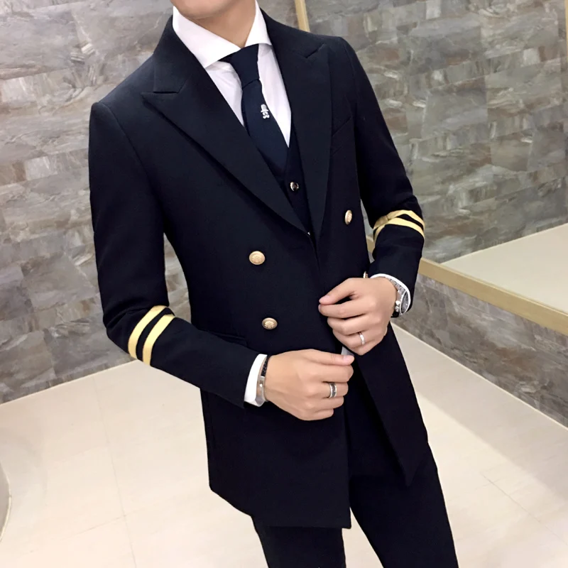 2019 Spring Double Breasted Long Blazer Korean Slim Jacket