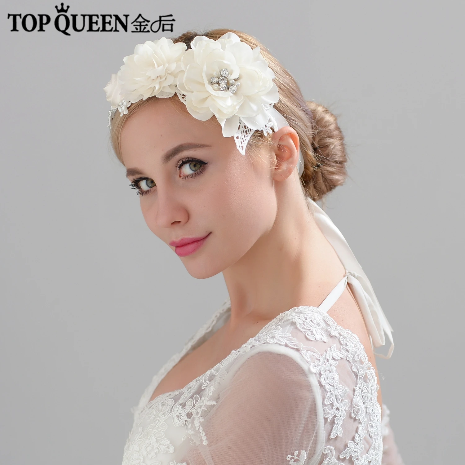 TOPQUEEN H260 Лидер продаж свадебные повязки на голову свадебные аксессуары для волос с кружевными цветами кристалл свадебные головные уборы