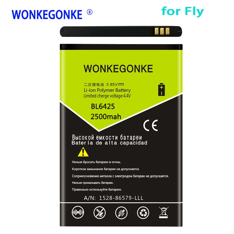 

WONKEGONKE 2500mah BL6425 BL 6425 Battery for fly FS454 Nimbus 8 mobile phone Bateria with tracking number