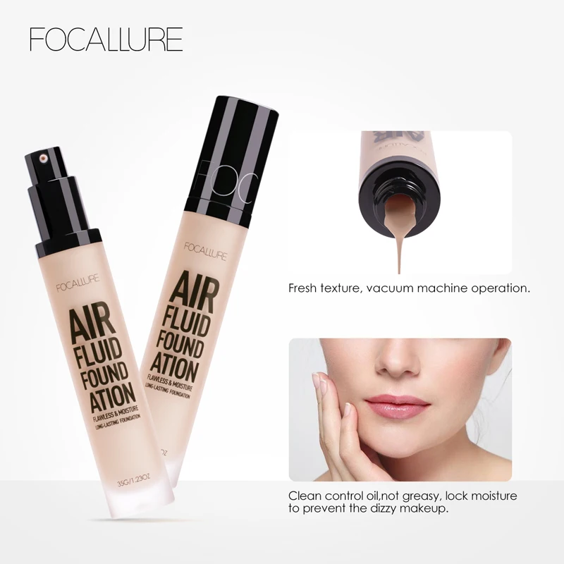 

FOCALLURE Newest Liquid Foundation Lasting 24 Hours Air Fluid Foundation Full Coverage Face Makeup Cosmetics