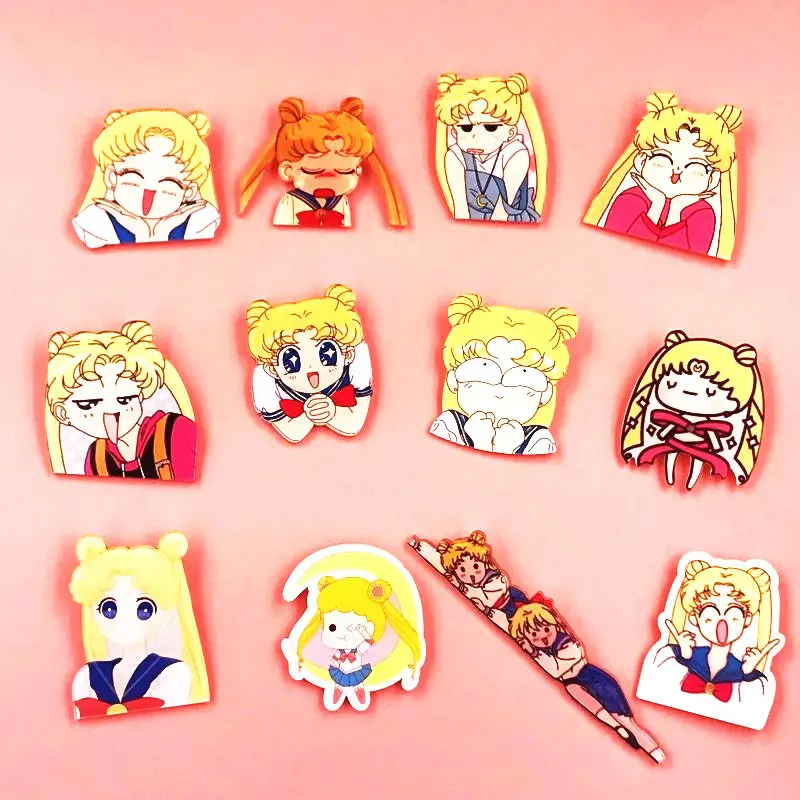 

1Pcs Lovely Cartoon Sailor Moon Girls Brooch Acrylic Badges Icon Backpack Brooches Pins Decoration Badges Clothing For Kids Gift