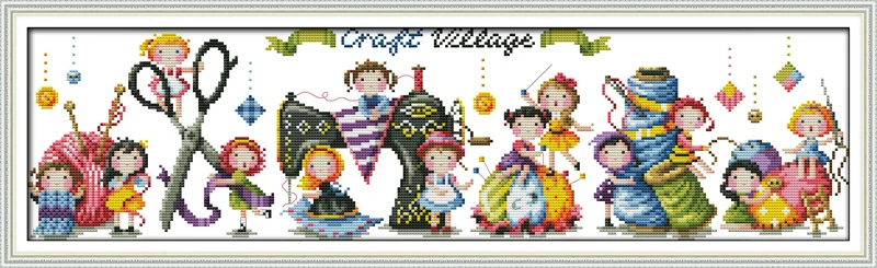 

Free Cross Stitching Craft village DIY Needlework Patchwork DMC Cross Stitch Kits Set for Embroidery Knitting Needles crafts