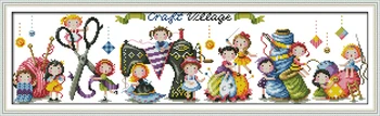 

Free Cross Stitching Craft village DIY Needlework Patchwork DMC Cross Stitch Kits Set for Embroidery Knitting Needles crafts
