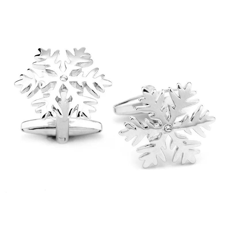 

JEWELRYGIFT Snow Pattern Crystal/Silver Color Fashion Jewelry Frozen Snow Flake Women Cufflinks Christmas Party Frozen Jewellery