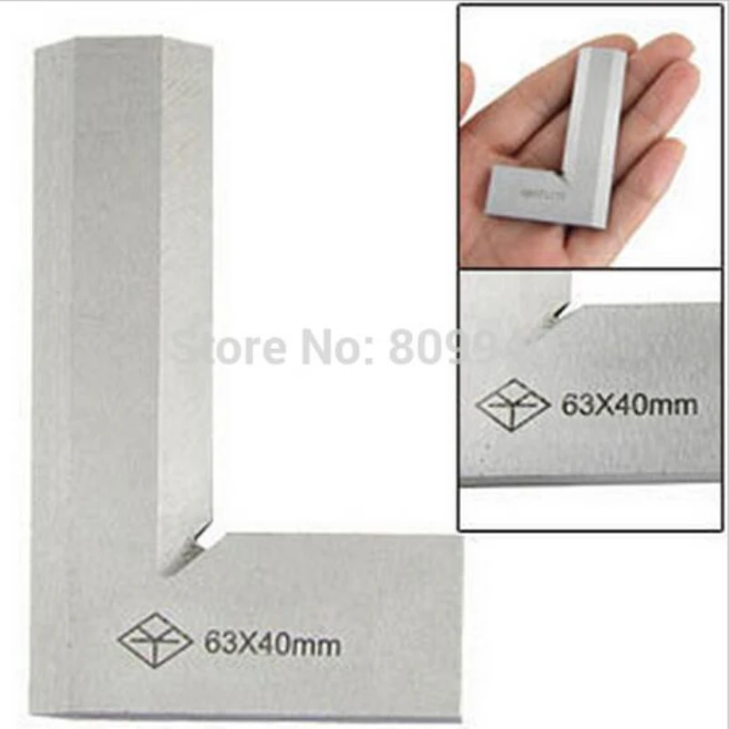 

Stainless Steel 63 x 40mm / 80 x 50mm Bladed L Angle Try Square Measure Ruler Gauge Silver Tone Try Square Ruler