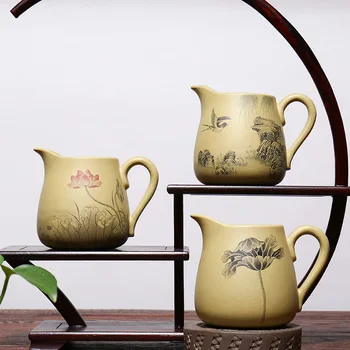 

250ML Yixing Purple Clay Fair Cup Famous Hand Painted Vintage Pattern Natural Raw Ore Duan Mud Zisha Tieguanyin Public Cups Gift