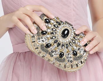 

2018 Brand Design Evening Bag Day Clutches Lucury Gem Diamond Flower Crystal Women's Clutch Bags Ladies' Wedding Purse Party Bag