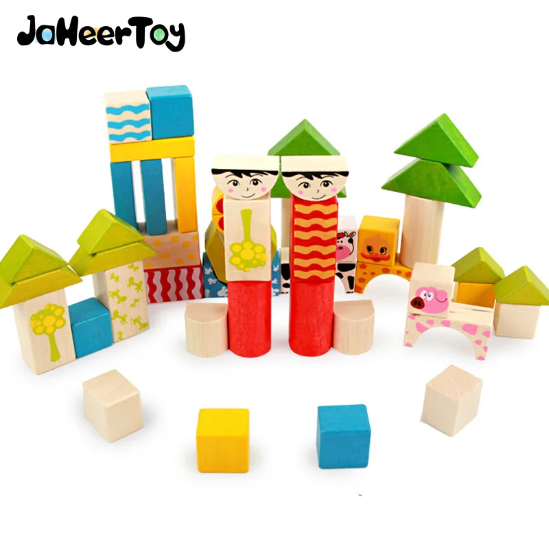 

JaheerToy Baby Educational Toys Creature Blocks Wooden Toys Montessori 3-4-5-6-7 Years for Kids Cartoon Animal Pattern