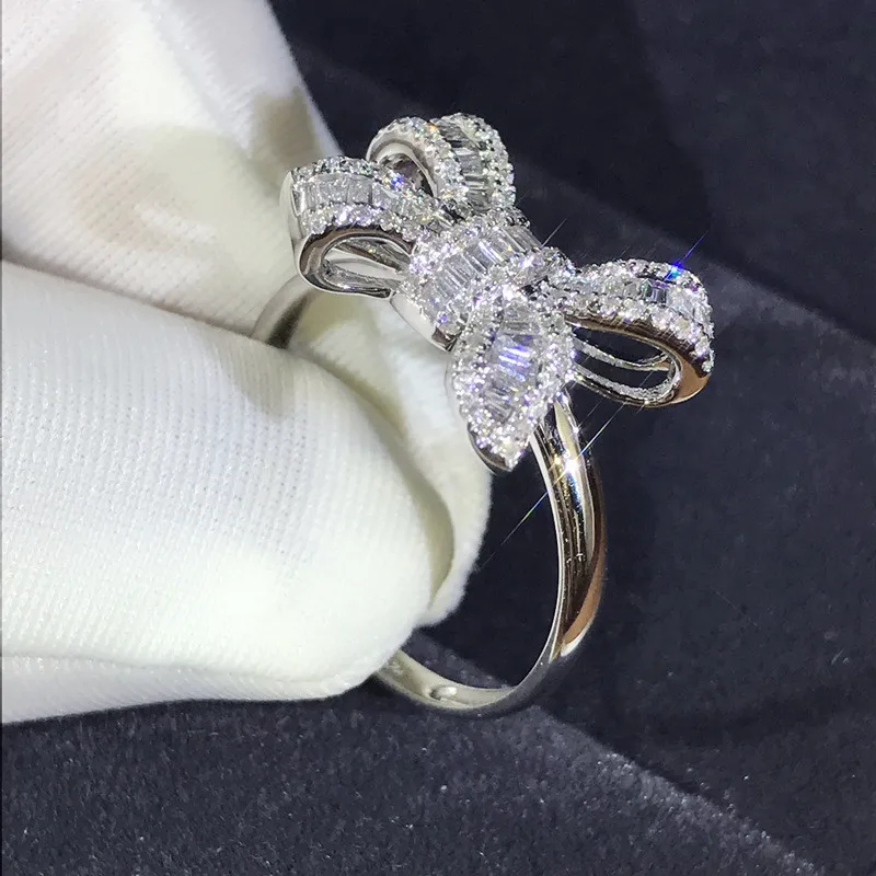 Новые кольца с бантиком, полностью хрустальные кольца для женщин, ювелирные изделия, Серебряное милое кольцо, женские обручальные кольца, кольца на палец, богемное обручальное кольцо