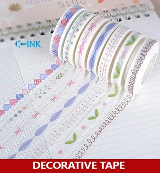 

18 rolls / set new slim washi paper tapes , heart / flower / scissor frame slim scrapbooking tapes