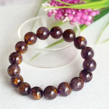 Натуральные Золотые фиолетовые титановые cacosenite Finish Strand мужские браслеты с большими бусинами 12 мм
