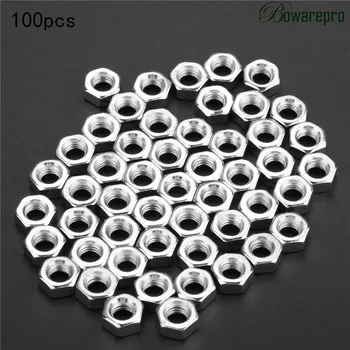 

bowarepro 100pcs M6 Nuts Carbon Steel Metric Thread Hex Nuts Good Silver Hexagon Nut For Screw Bolts Fasteners Nut Match Robots