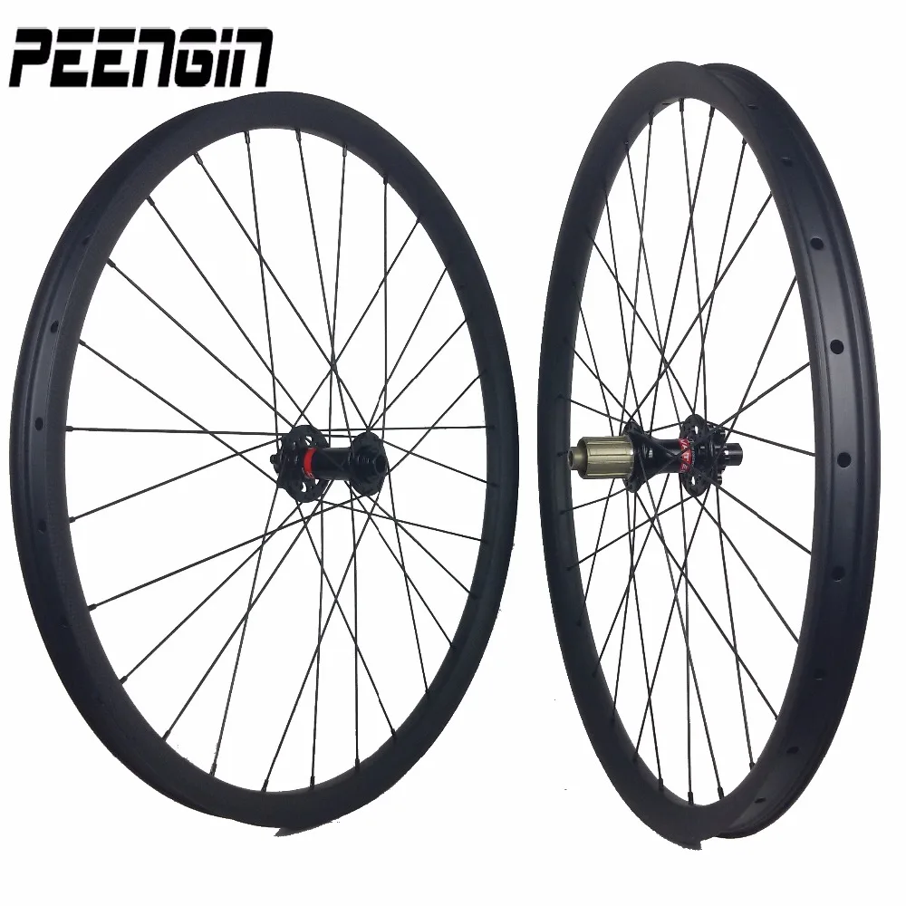 Carbon ruedas mtb 26" wheelset 35mm width mtb chinese carbon wheels clincher hookless tubeless 