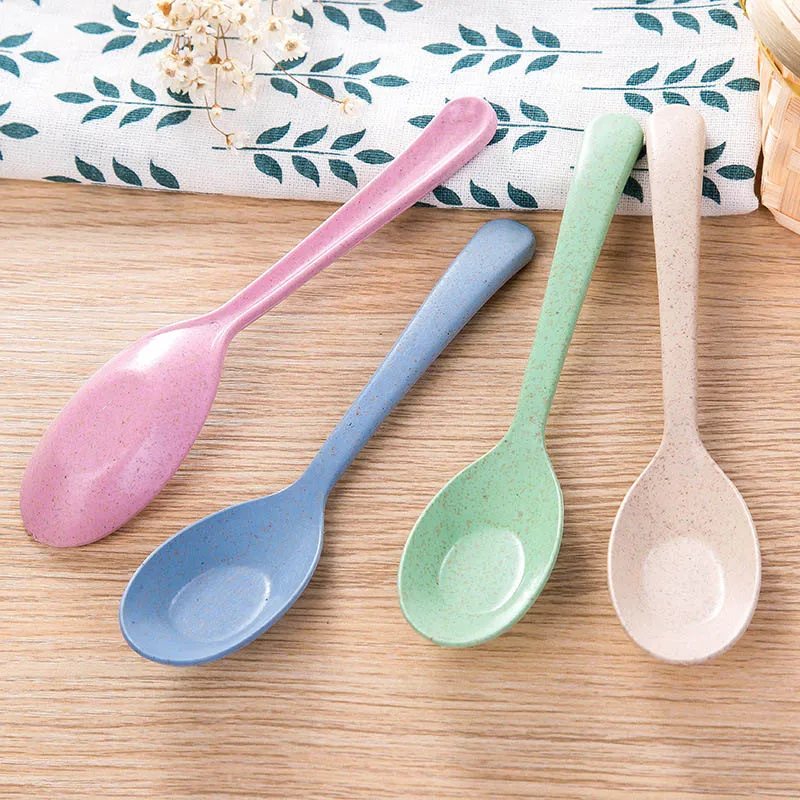 3Pcs/Lot 16cm Long Mini Wheat Straw Soup Spoon Eco-Friendly Healthy Small Tablespoon Rice Spoons Tableware Home Kitchen Tools | Дом и сад
