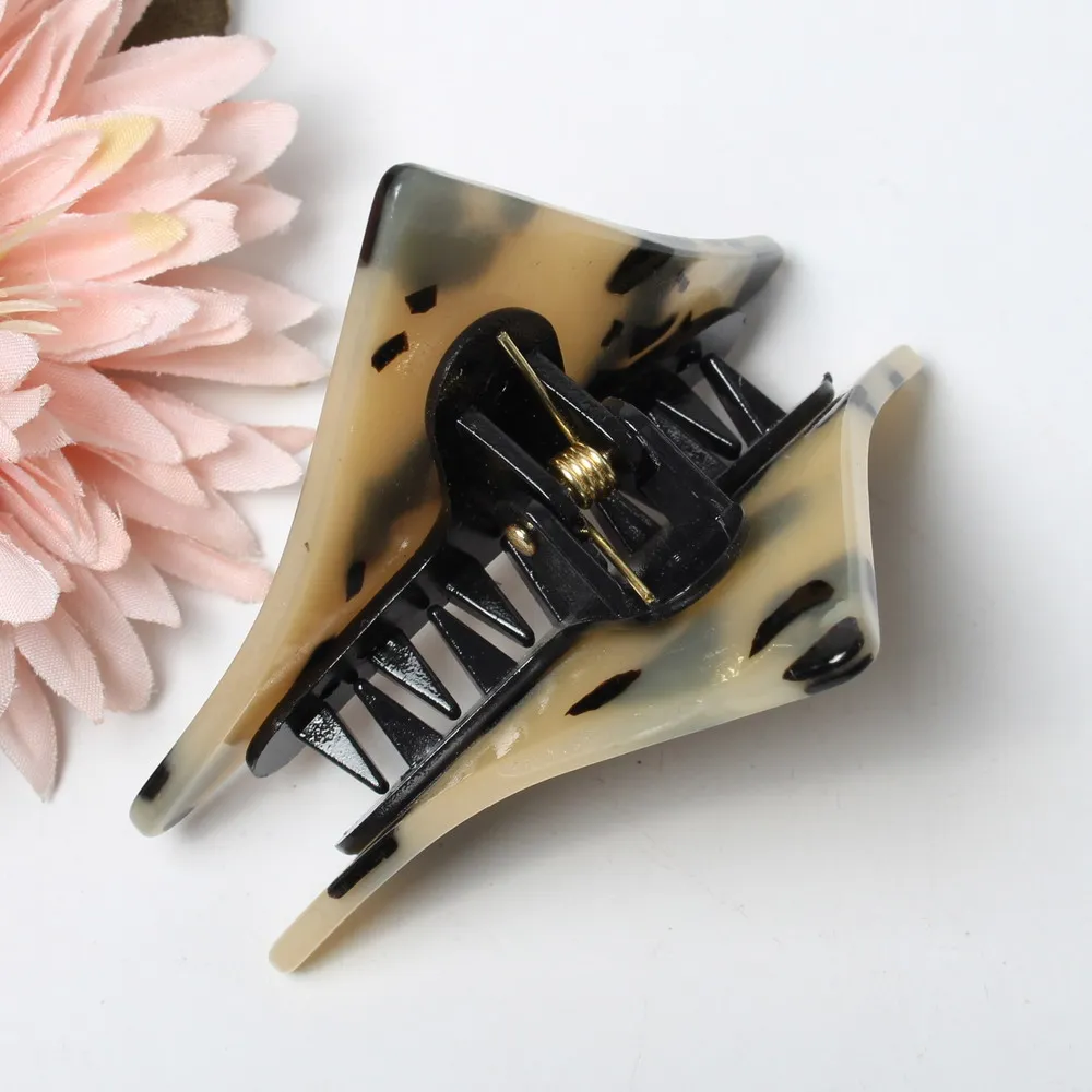 Средняя треугольная Заколка-банан для волос ацетат зажим роскошный ручной работы французский дизайн модные аксессуары для волос женские Черепаховые шпильки