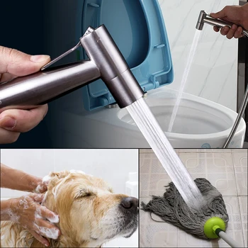 

Brushed Nickel Stainless Steel Toilet Handheld Diaper Sprayer Shower Shattaf Bidet spray Douche kit Jet Hose Holder