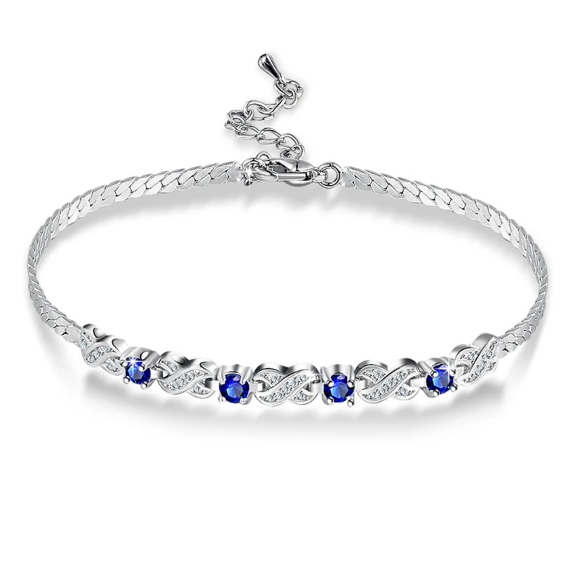 Garilina Синий Циркон Серебряный браслет модный простой женский браслет регулируемый B2064