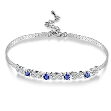 Garilina Синий Циркон Серебряный браслет модный простой женский браслет регулируемый B2064