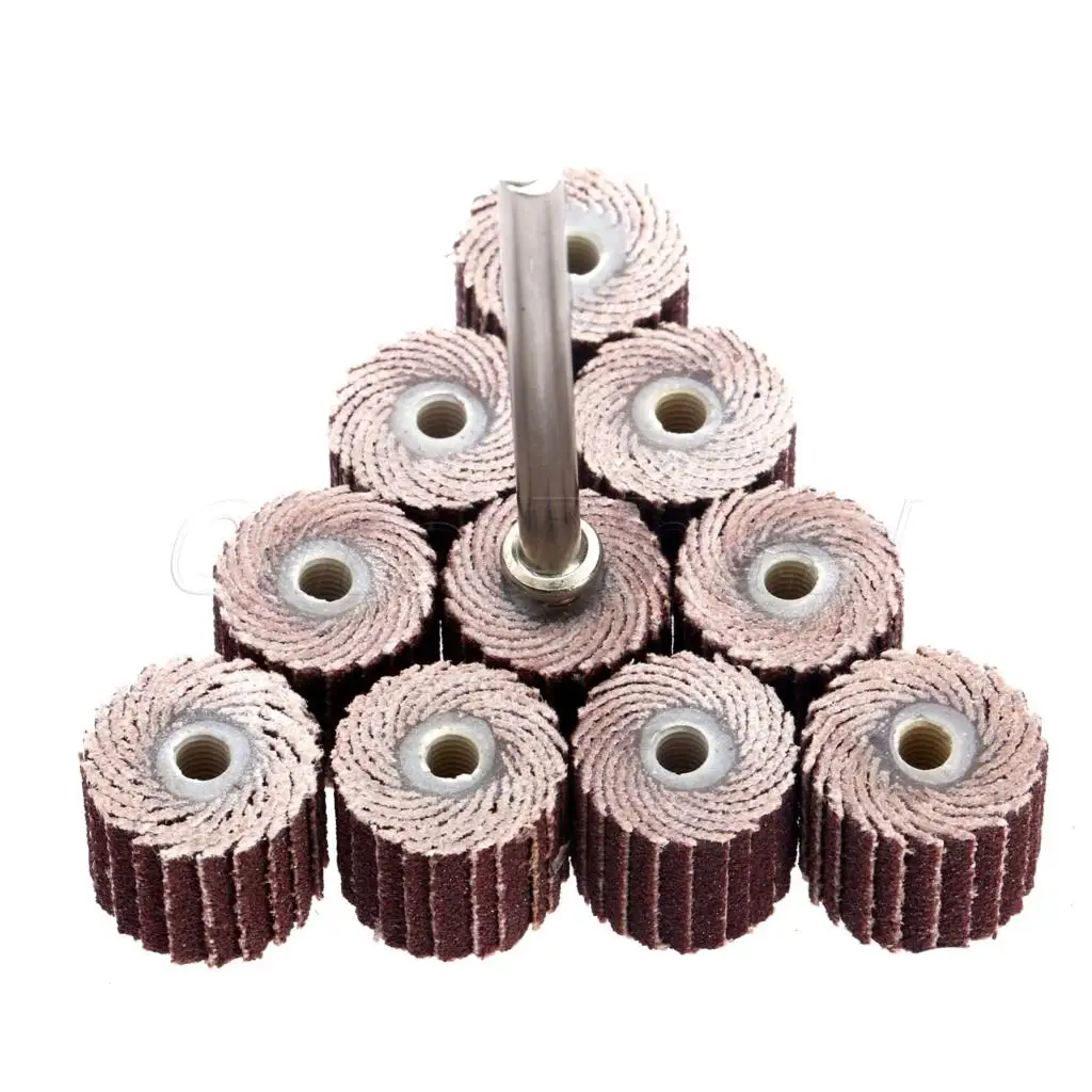 10PCS/Set 240-Grit 10 x 10x 3mm Flap Wheels Sanding Brush Grinding Flap Wheels Brush Sanding Rotary Tool Dremel Accessories