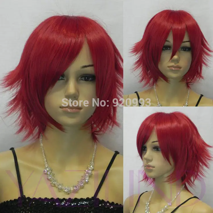 Free Shipping Wine Red Short Punk Spiky Layered Synthetic Hair