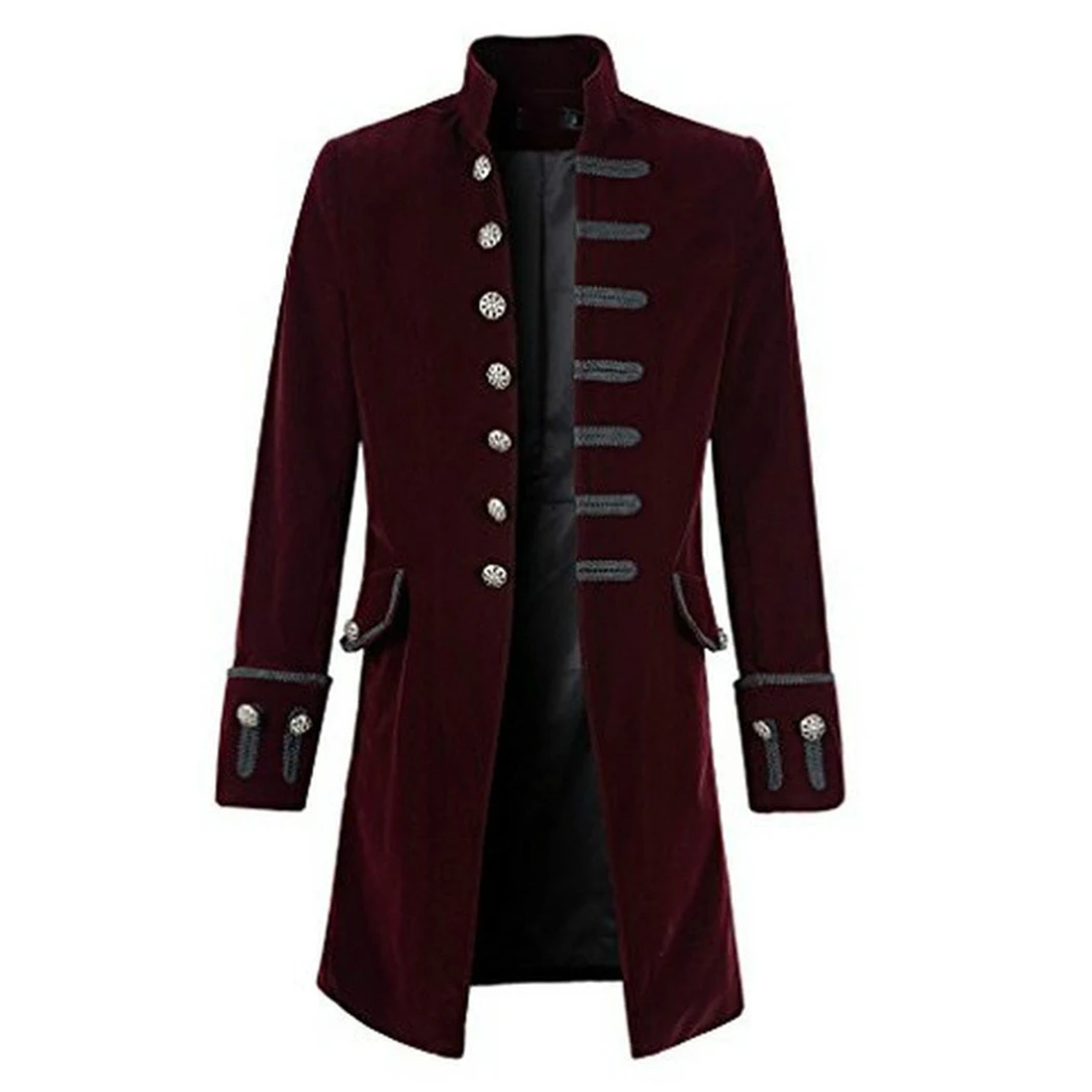 Винтажный стимпанк мужской Тренч, крутой Готический фрак, длинная куртка, модные ретро пальто на пуговицах, мужская верхняя одежда, Патри, Униформа, костюм - Цвет: 2
